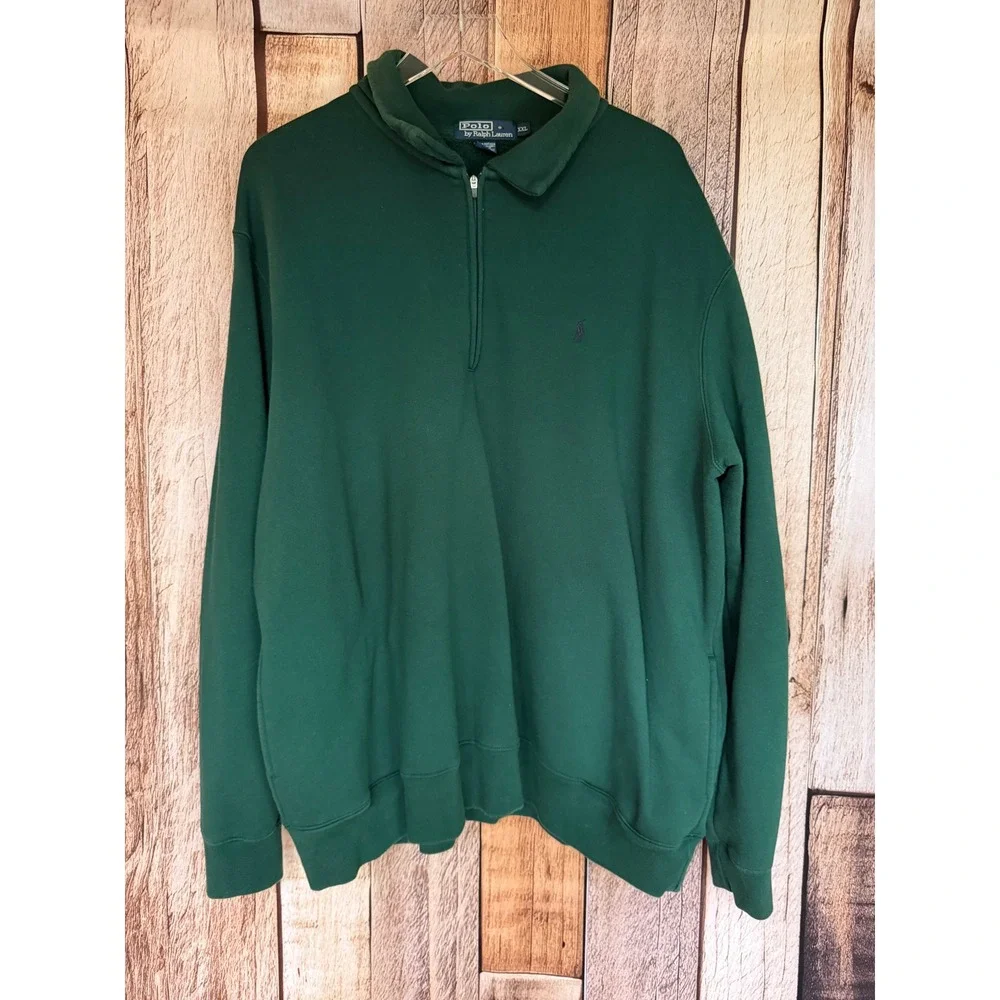 Polo Ralph Lauren Quarter Zip Sweatshirt‎ Green Preppy Classic Heritage Size XXL